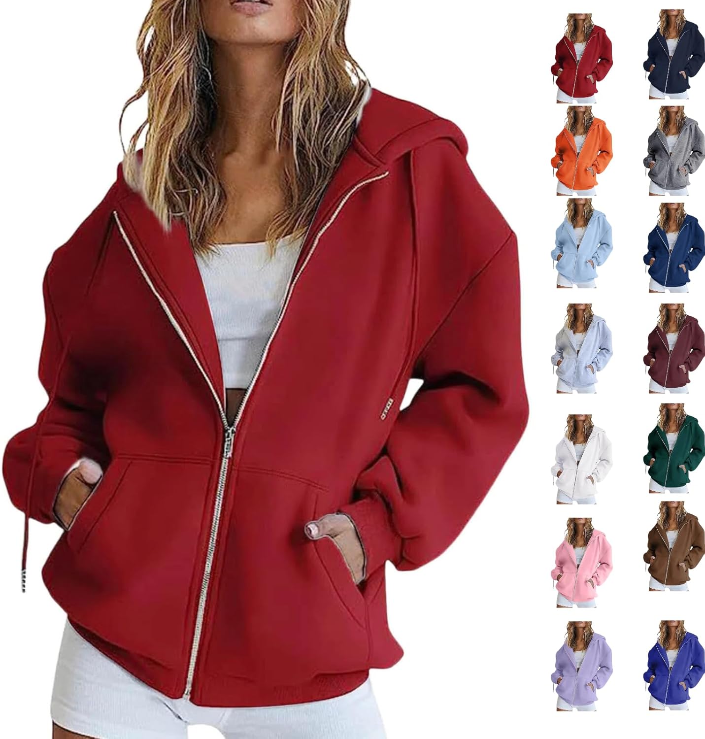 Zip Up Hoodie Women Zip Up Lightweight Sweatshirts Long Sleeve Loose Fit Workout Plain Hoodies Fall Fashion 2025