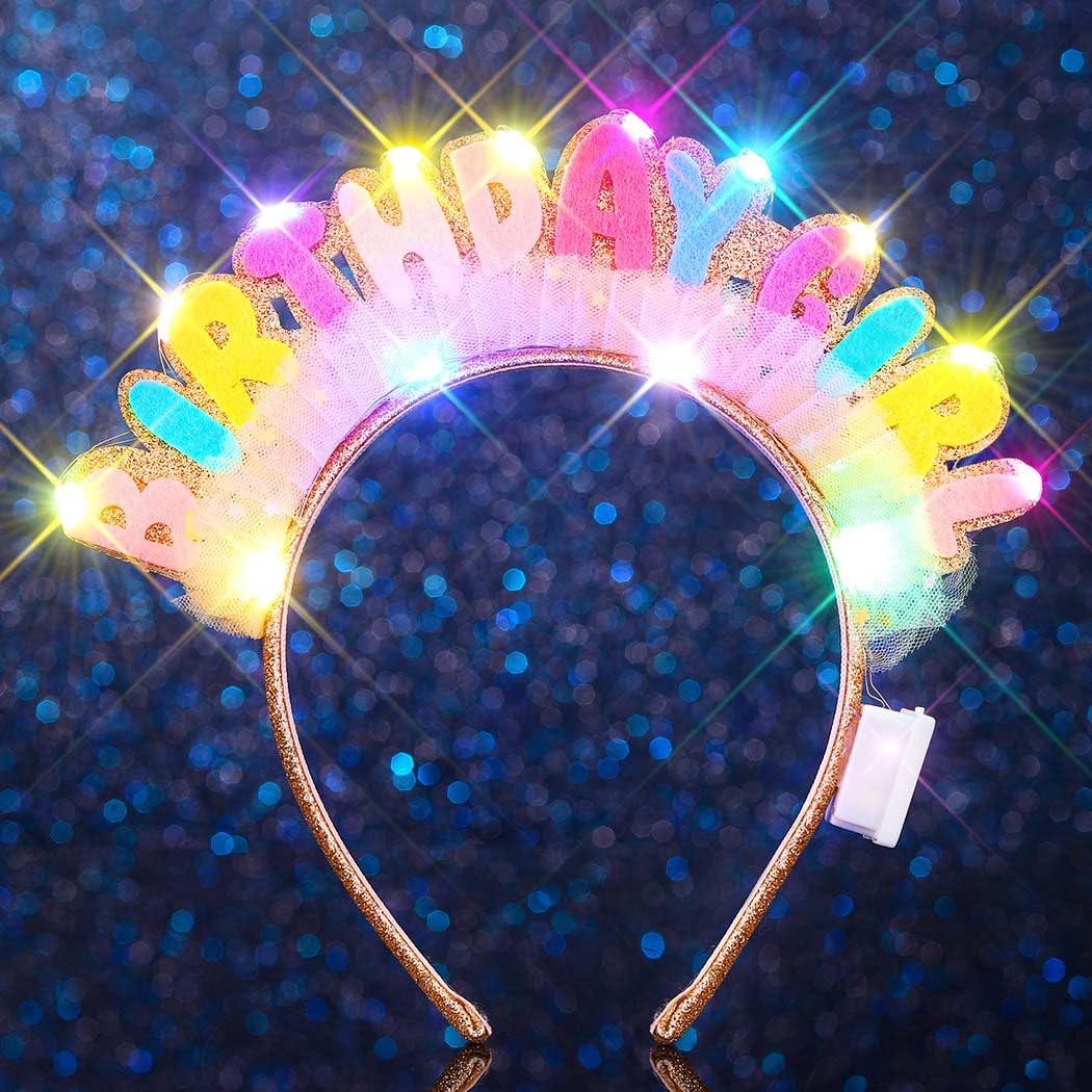Cerchietto per capelli con fiamma, con luci a LED, per feste e
