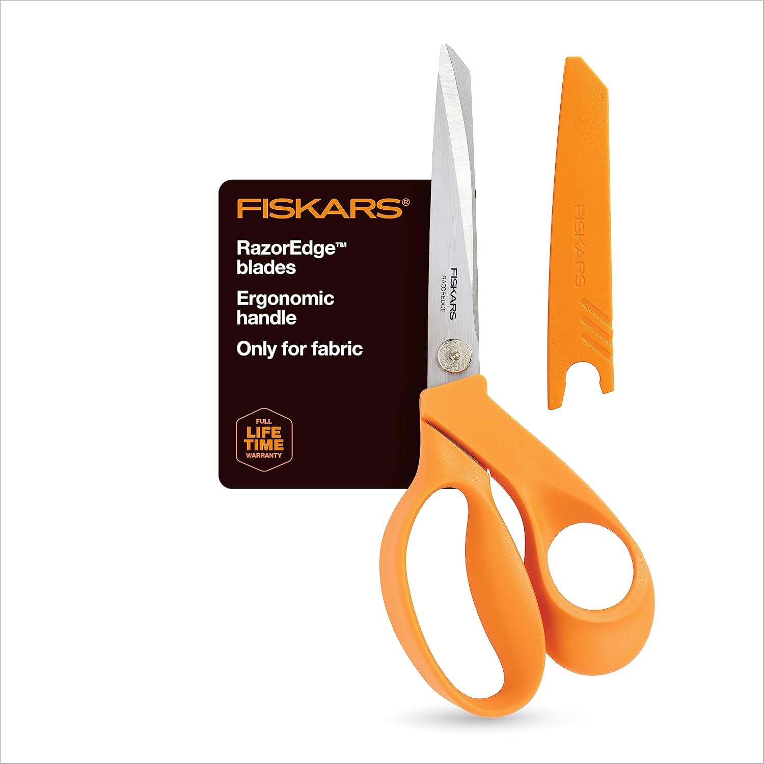Fiskars RazorEdge Fabric Scissors - 9" Heavy Duty Fabric Shears with Ergonomic Handle & Original Orange Handled Scissors - Ergonomically Contoured - 8" Stainless Steel - Paper and Fabric