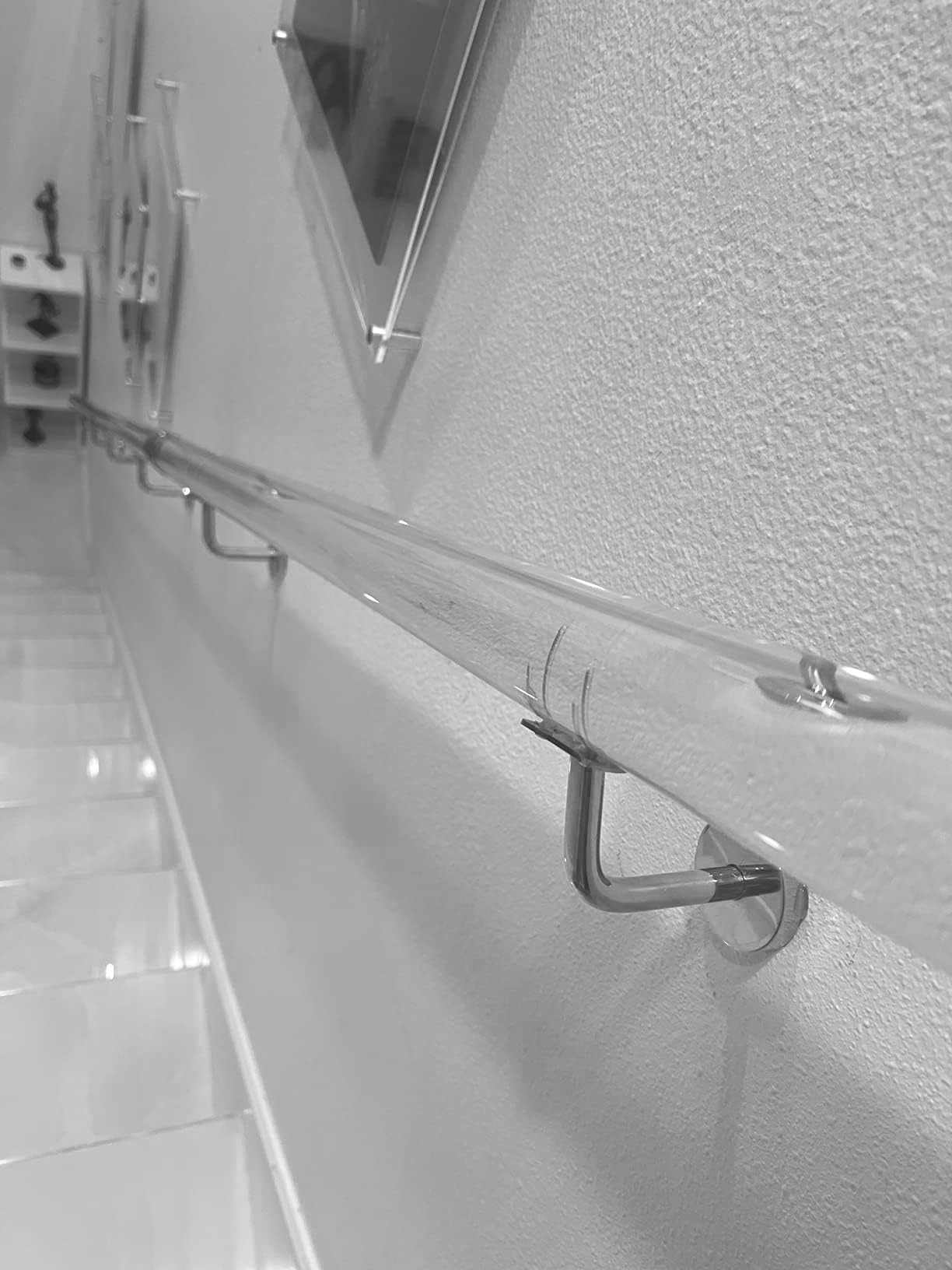 Custom C Acrilico il Kit 0,5 m-7 m antiscivolo Lucite ase ringhiera montaggio a parete con staffe argento 413 cm (13,5 piedi) per interni irs