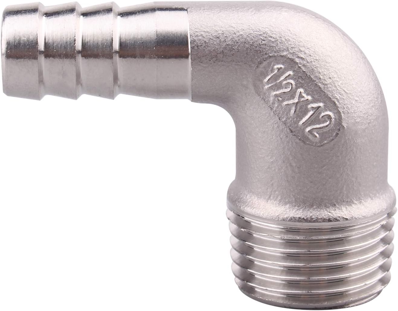DERNORD 1" Hose Barb x 1" Male NPT Stainless Steel 90 Degree Elbow- Home Brew Pipe Fitting