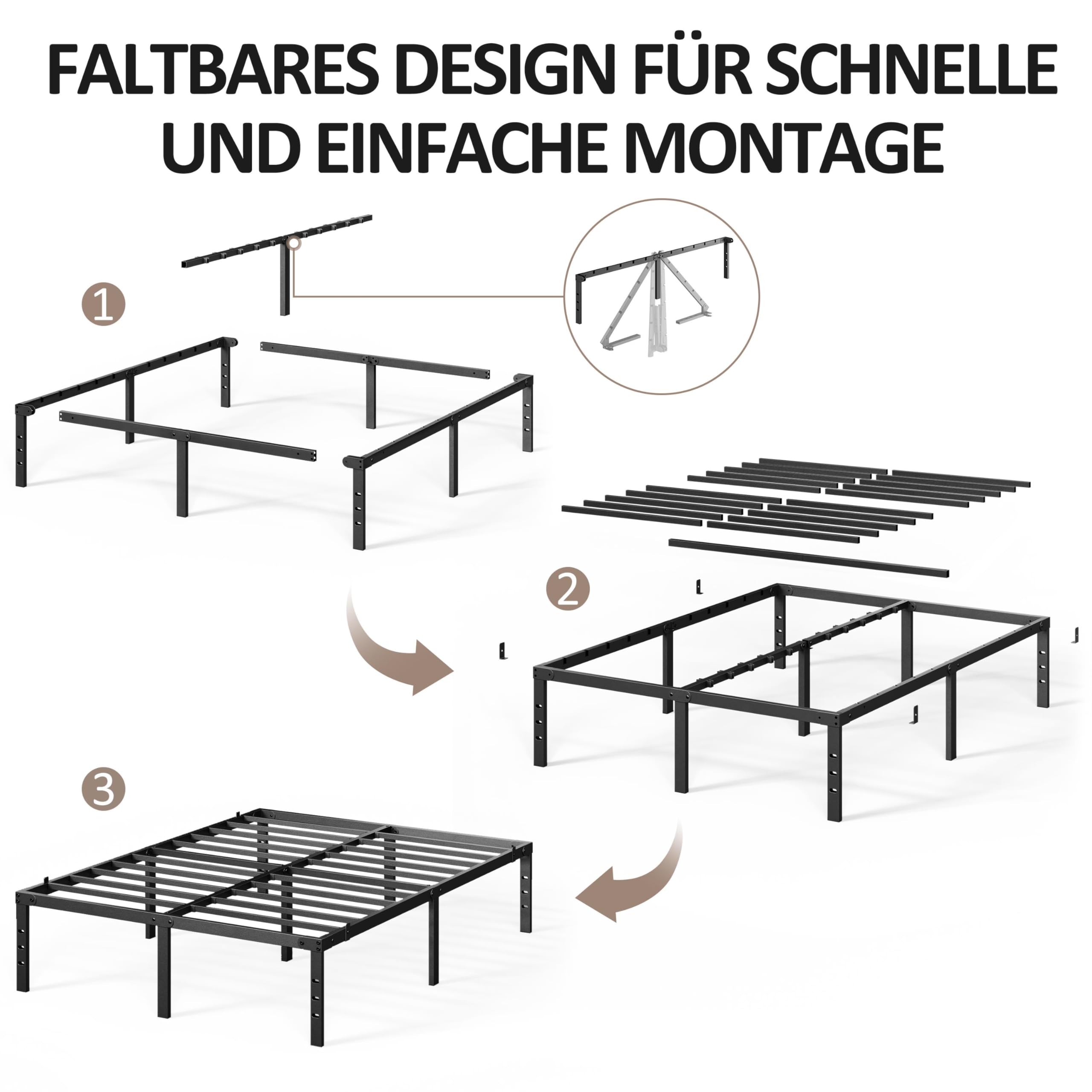 Yaheetech Bettrahmen 36cm H Metallbett mit Lattenrost – Bild 7