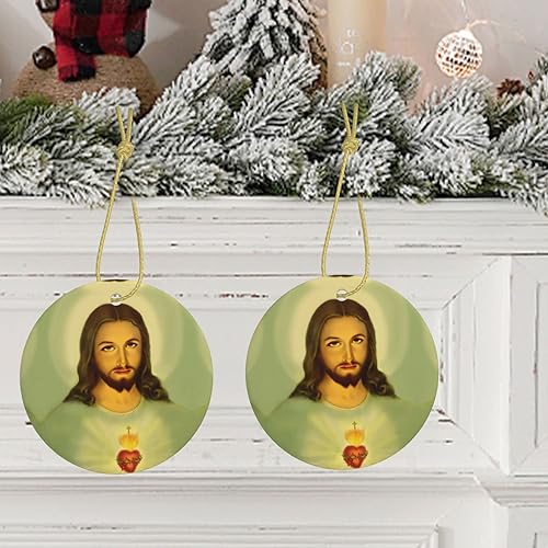 Miniatura 5 de Sagrado Corazón de Jesús (1) Adornos de cerámica para colgar en la familia, adornos colgantes de cerámica