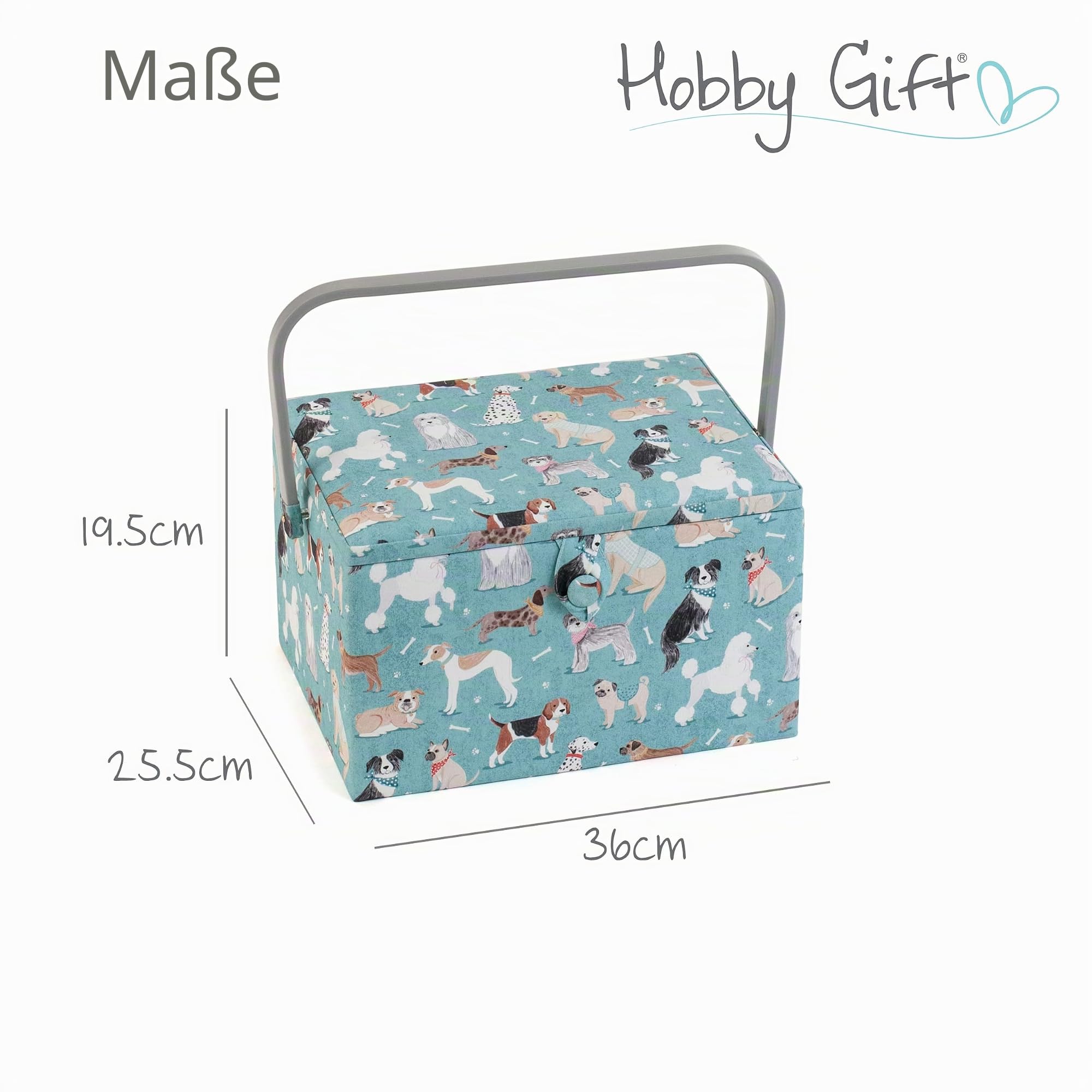 Hobby Gift Große Nähbox, Holz/Stoff, Hunde