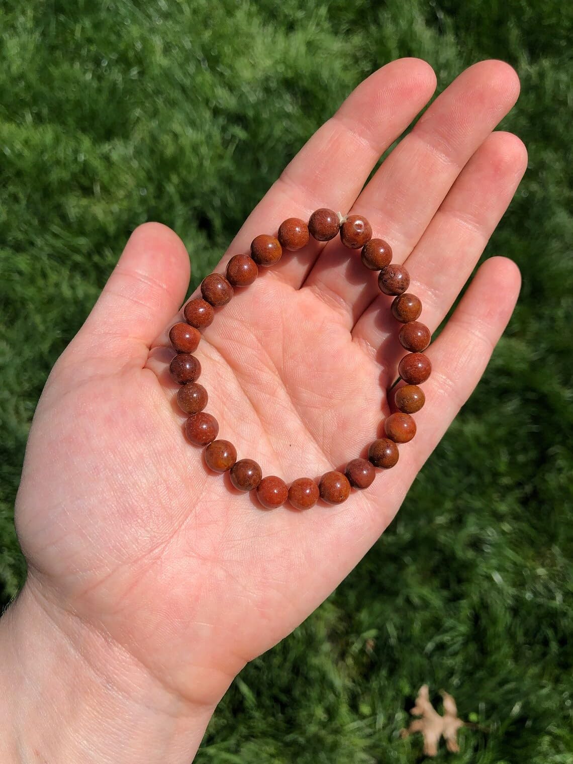 Braccialetto in diaspro rosso fatto a mano con pietre semipreziose naturali da 10 mm, perline rotonde lisce ed elastiche, braccialetto bohémien, braccialetto per meditazione spirituale, regolabile,