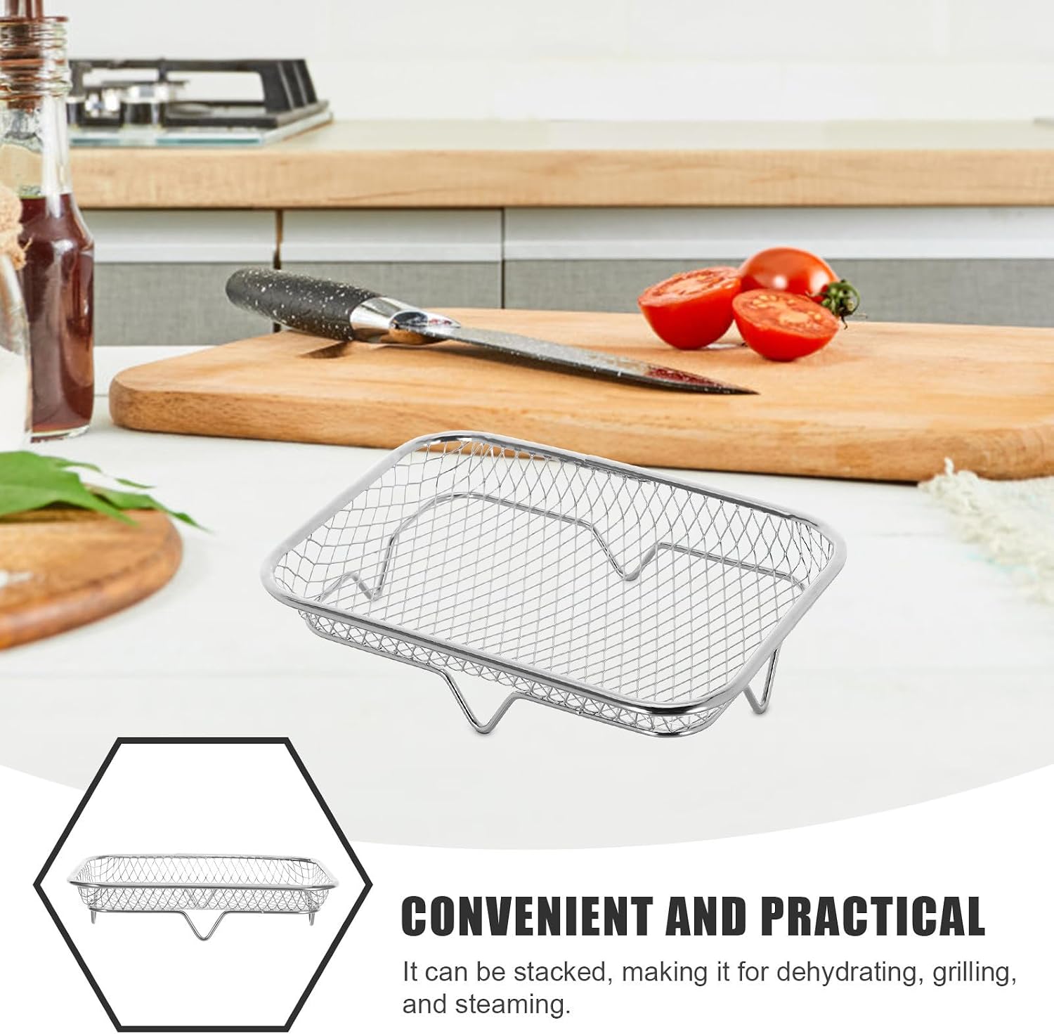 Stackable Air Fryer Rack Stainless Steel Dehydrator Steaming