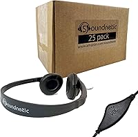 Vista 10 de Soundnetic SNCCV - Paquete de 10 auriculares estéreo con almohadillas de cuero sintético y control de volumen, color negro, ideales para escuelas