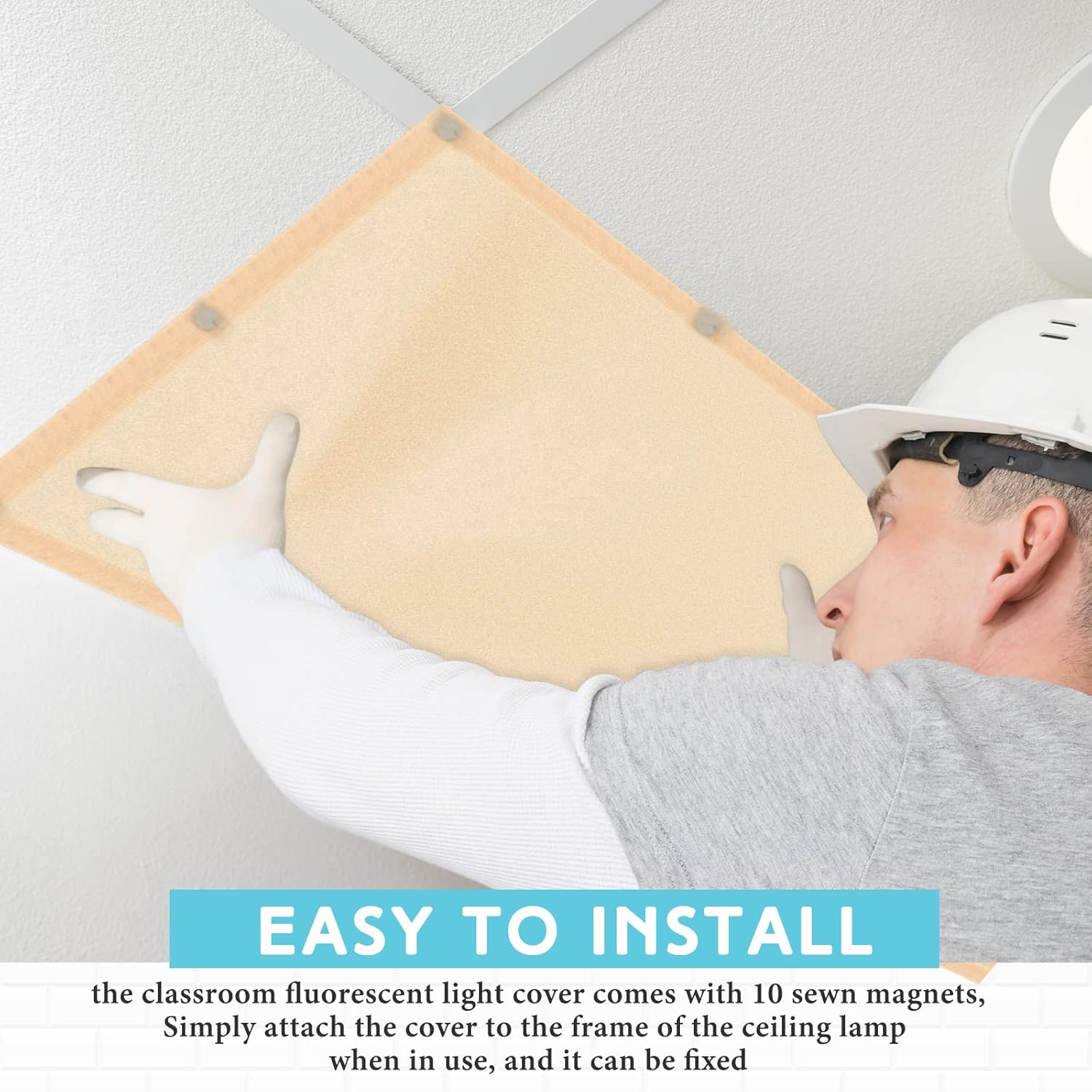 Retisee 12 Pcs Office Lighting Covers for Classroom Original Fluorescent Filters Magnetic Glare Ceiling Light Cover Reduce Glare Flicker for Drop Ceiling Office Whisper White