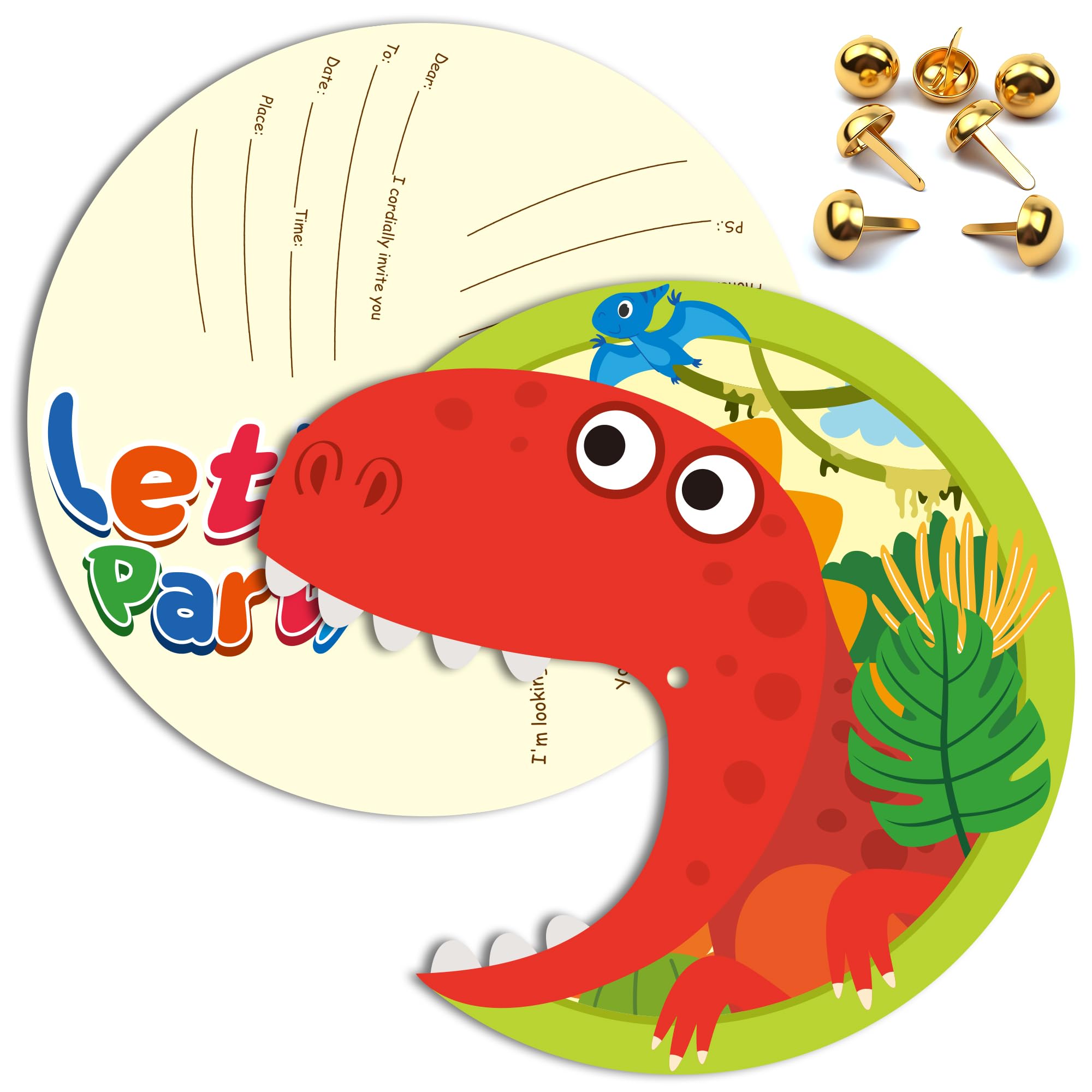 Funnlot 12PCS Dinosaur Party Invitations Kids,Double-Sided Birthday Invitations for Boys Girls Party Invites for School Activities Birthday Party Themed Gatherings