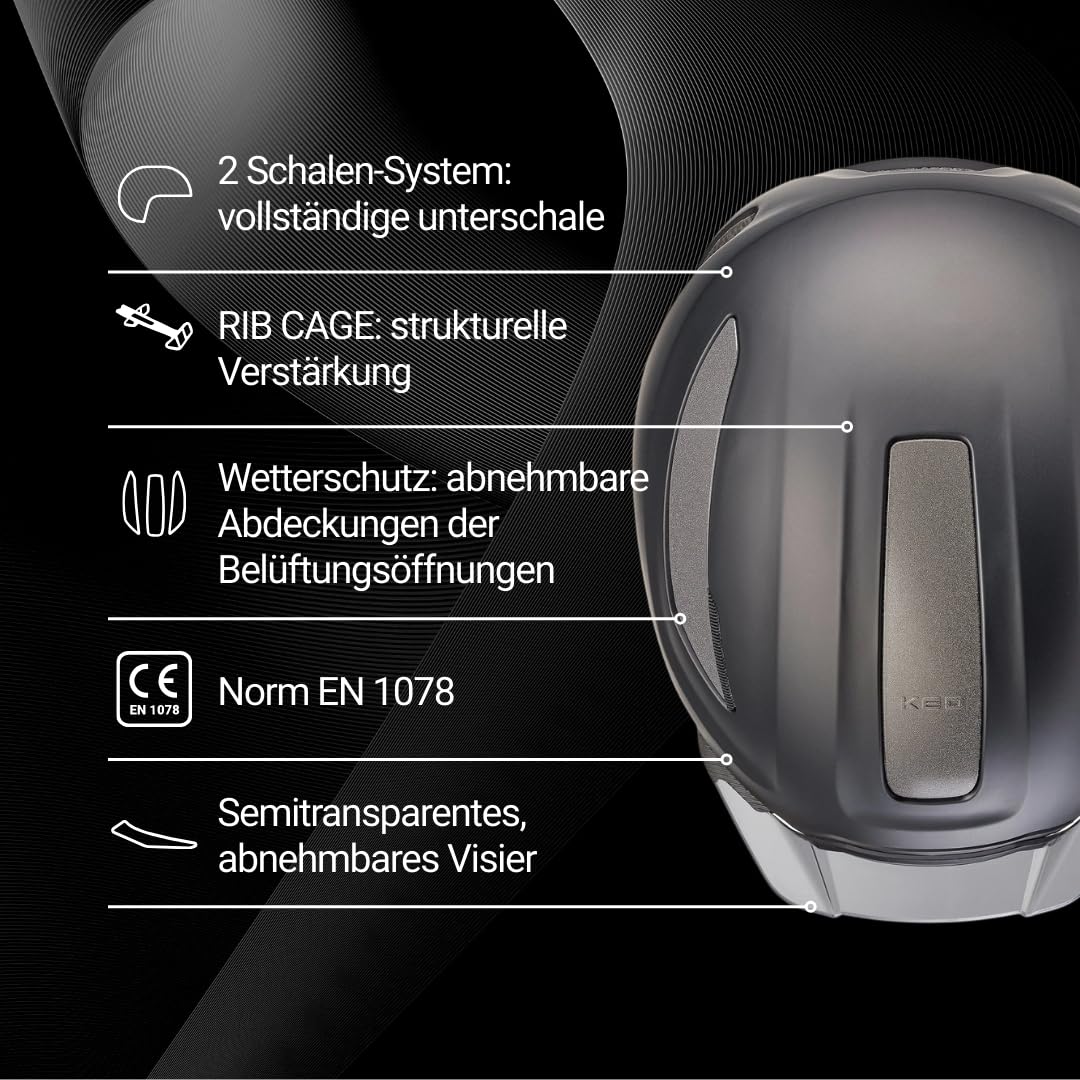 KED Reach DT1 Fahrradhelm – MIPS Schutz, K-Fit 3D Anpassung, Abnehmbares Visier, Rib Cage Belüftung, Individuell Einstellbar, Brillenhalter