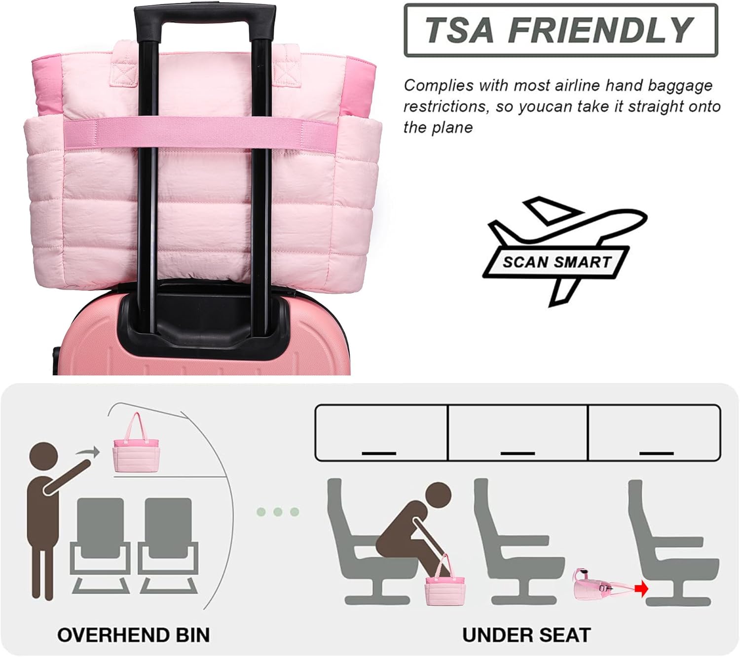 AOCINA Puffer Tote Bag for Women Work Nurse Bags Laptop Purse Lightweight Quilted Crossbody Shoulder Handbags Travel School - Image 6