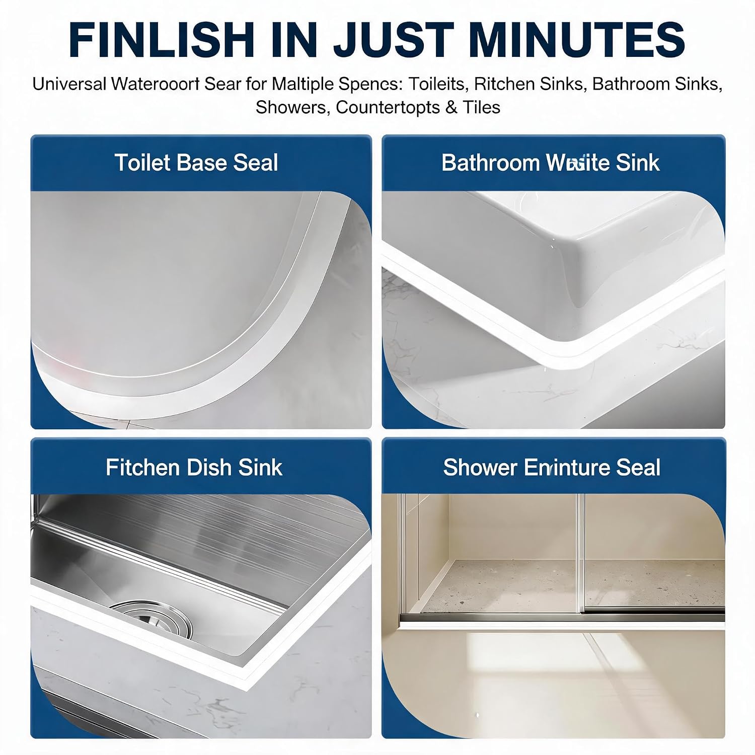 White Waterproof Caulk Tape 16.4 Feet Self Adhesive Peel and Stick Sealing Strip with Scraper Tool, Flexible PVC Caulk Strip for Shower, Tub, Toilet, Kitchen Countertop Indoor Edge Sealing