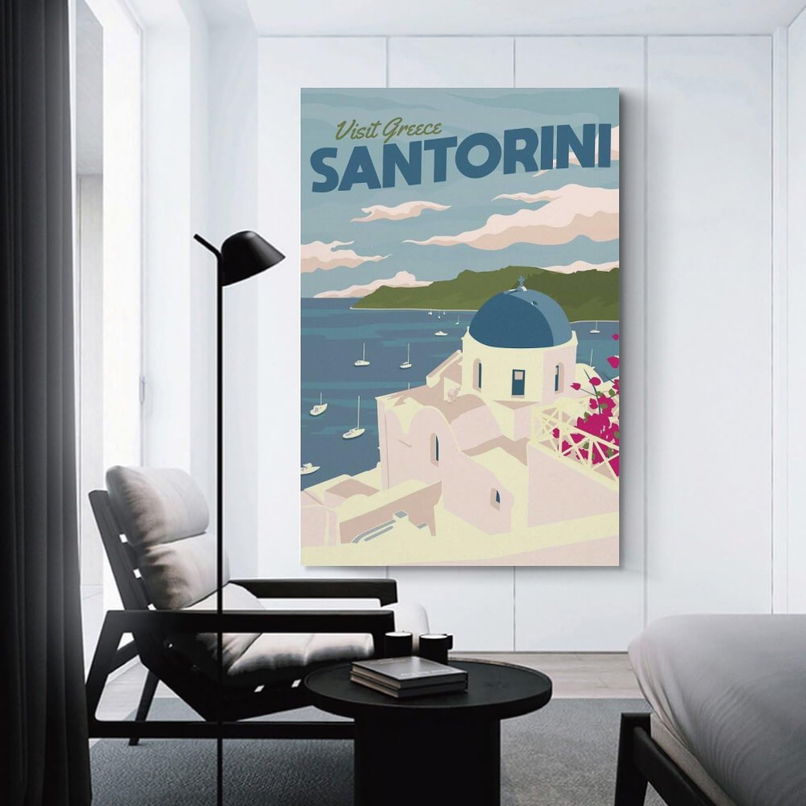 Junmoney Santorini Room Decor Wall Art, 12x18inch(30x45cm), for Living Room, Lounge Or Sitting Room, A Home Accent with Warm Character