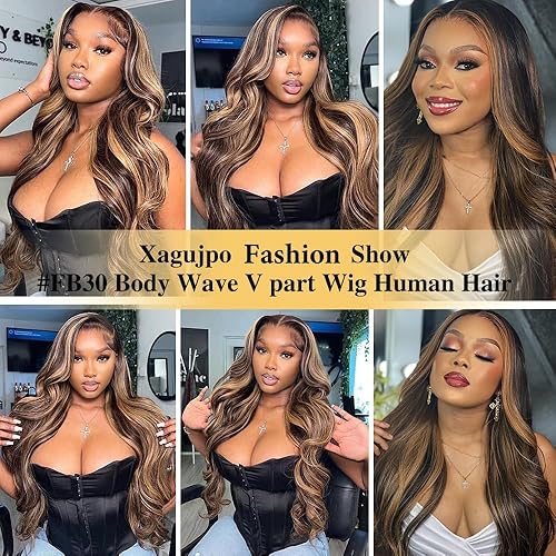 Miniatura 6 de Peluca ondulada con parte en V (22 pulgadas, 210 color natural)