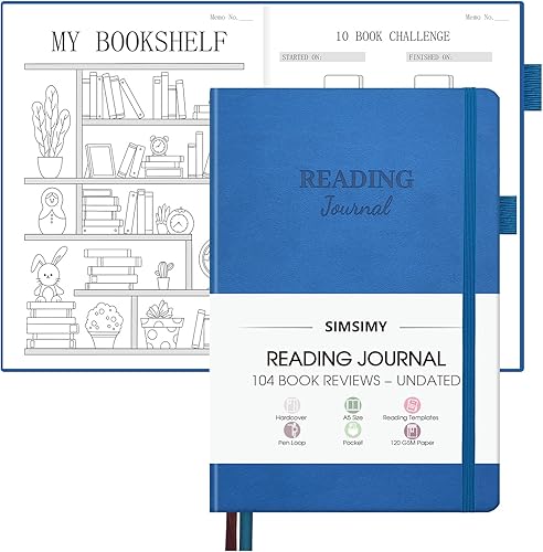 Diario de lectura con 104 reseñas de libros, diario de libros para amantes de los libros y lectores - Reseñas de libros, rastreador de lectura y