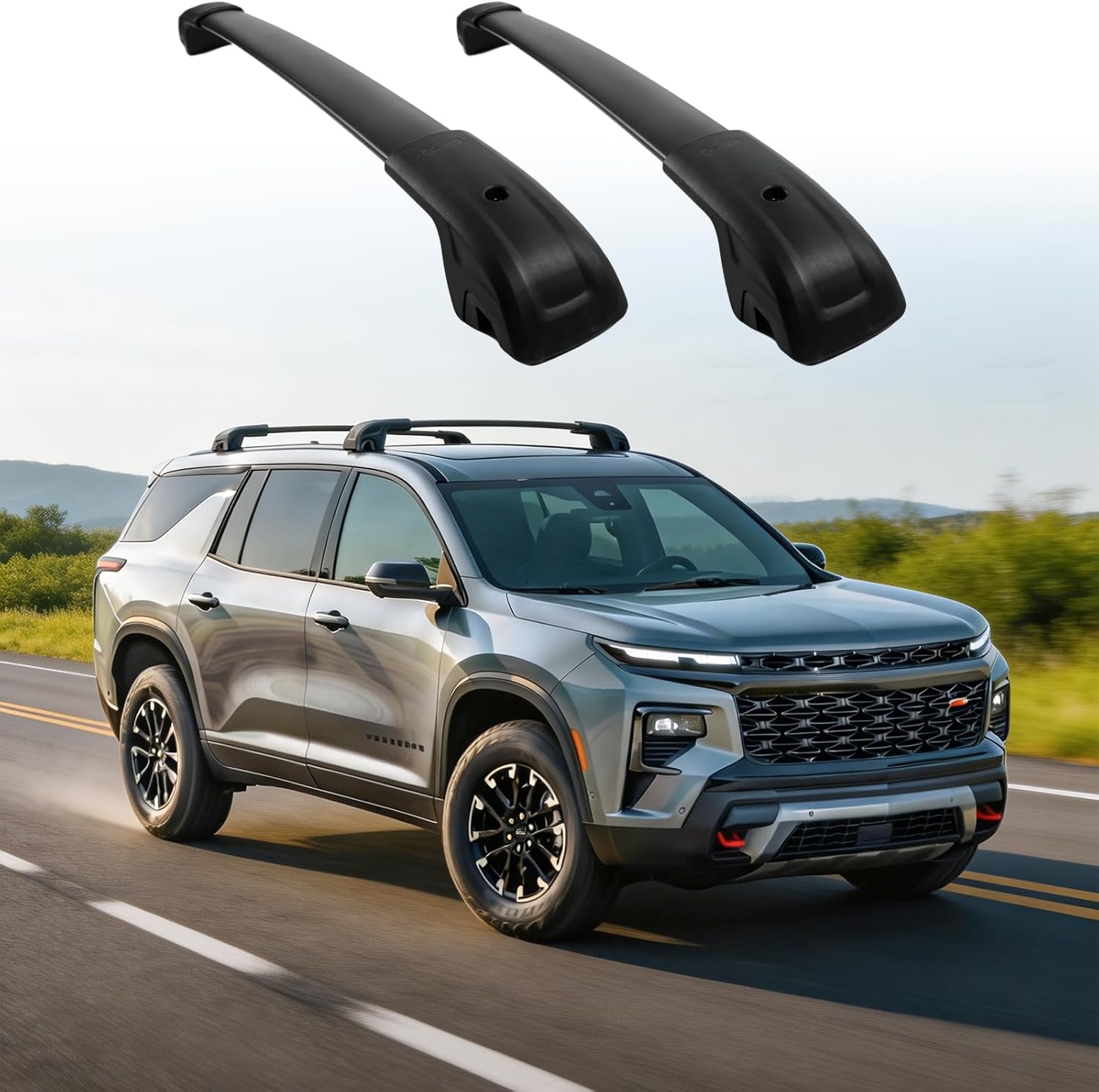 300 LBS Roof Rack Cross Bars Fit for Chevrolet Chevy Traverse 2022-2026, Aluminum Heavy Duty Car Roof Rack, Adjustable Roof Cross Bars for Cargo Box, Kayak, Bike, Ski, Rooftop Crossbar Accessories