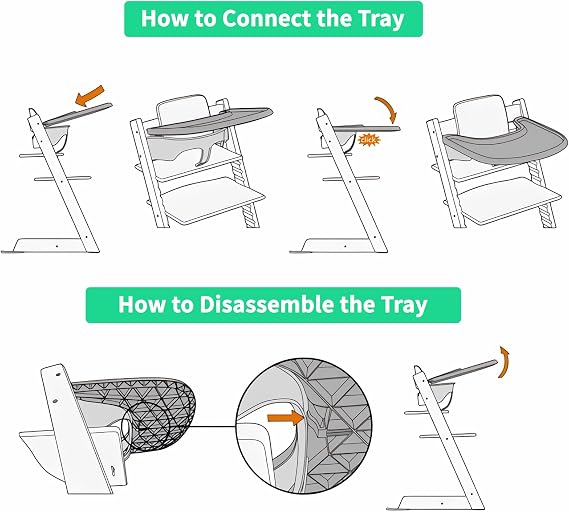 Tray Compatible with Stokke Tripp Trapp Chair, High Chair Tray Accessories for Toddler 6-36 Months, Full Cover High Chair Placemat for Stokke Highchair with Smooth Surface and Strong Suction