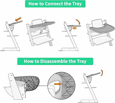 Tray Compatible with Stokke Tripp Trapp Chair, High Chair Tray Accessories for Toddler 6-36 Months, Full Cover High Chair Placemat for Stokke Highchair with Smooth Surface and Strong Suction