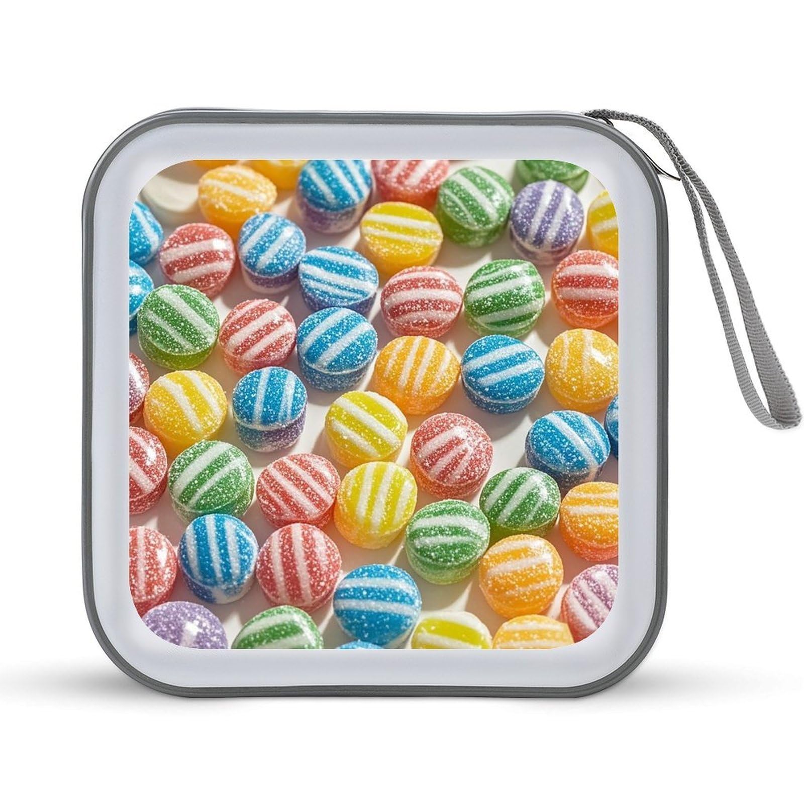 FekiLoot Rainbow Candy CD Case Portable DVD Case Holder Large Storage Disc Wallet Bag 40 Capacity Hard Plastic Disc Cases Storage Binder DVD Case Wallet for Car Home Travel