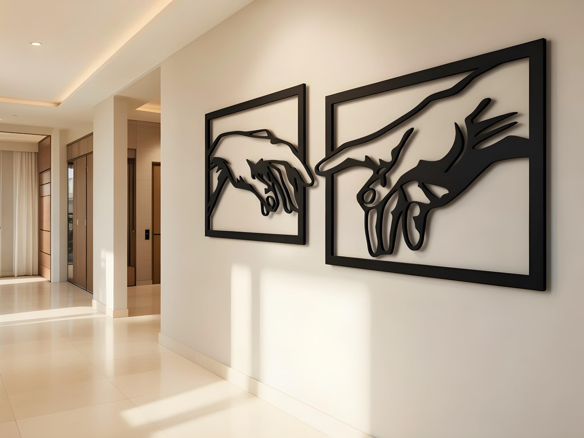 VAILLA Mano a mano di Michelangelo La creazione di Adams Decorazione da parete, murale in legno, decorazione da parete 3D, decorazione minimalistica, immagini per camera da letto (Michelangelo)