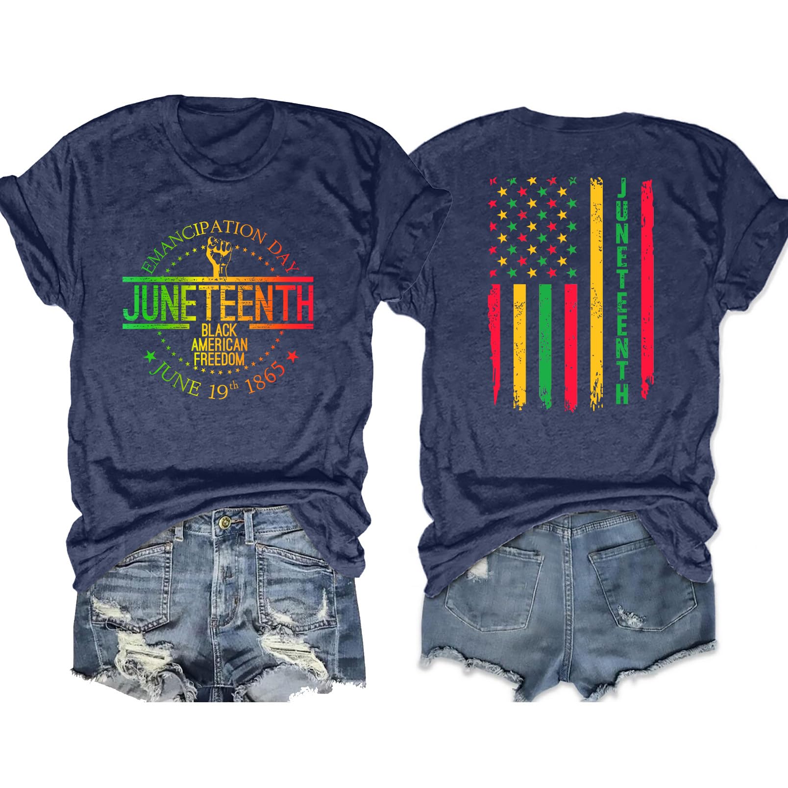 Juneteenth Shirts Women: Black History T-Shirt American African Freedom Tee June 19th 1865 Casual Tops