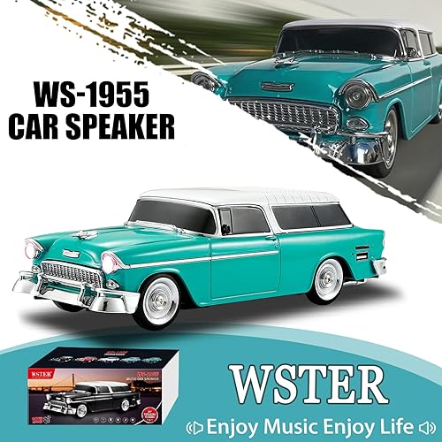 Miniatura 2 de WS-1955 Retro Sedan Bluetooth Replica Altavoz - Modelo de coche inalámbrico portátil con sonido HD, TWS, FM, luz LED de fiesta, USBTF, tipo C,