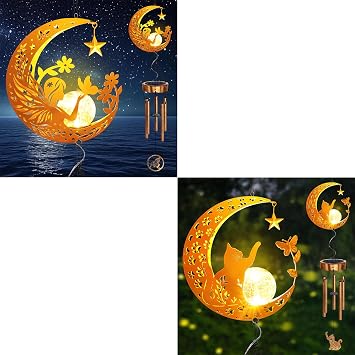 Solar Moon Fairy Wind Chimes&Solar Moon Cat Wind Chimes