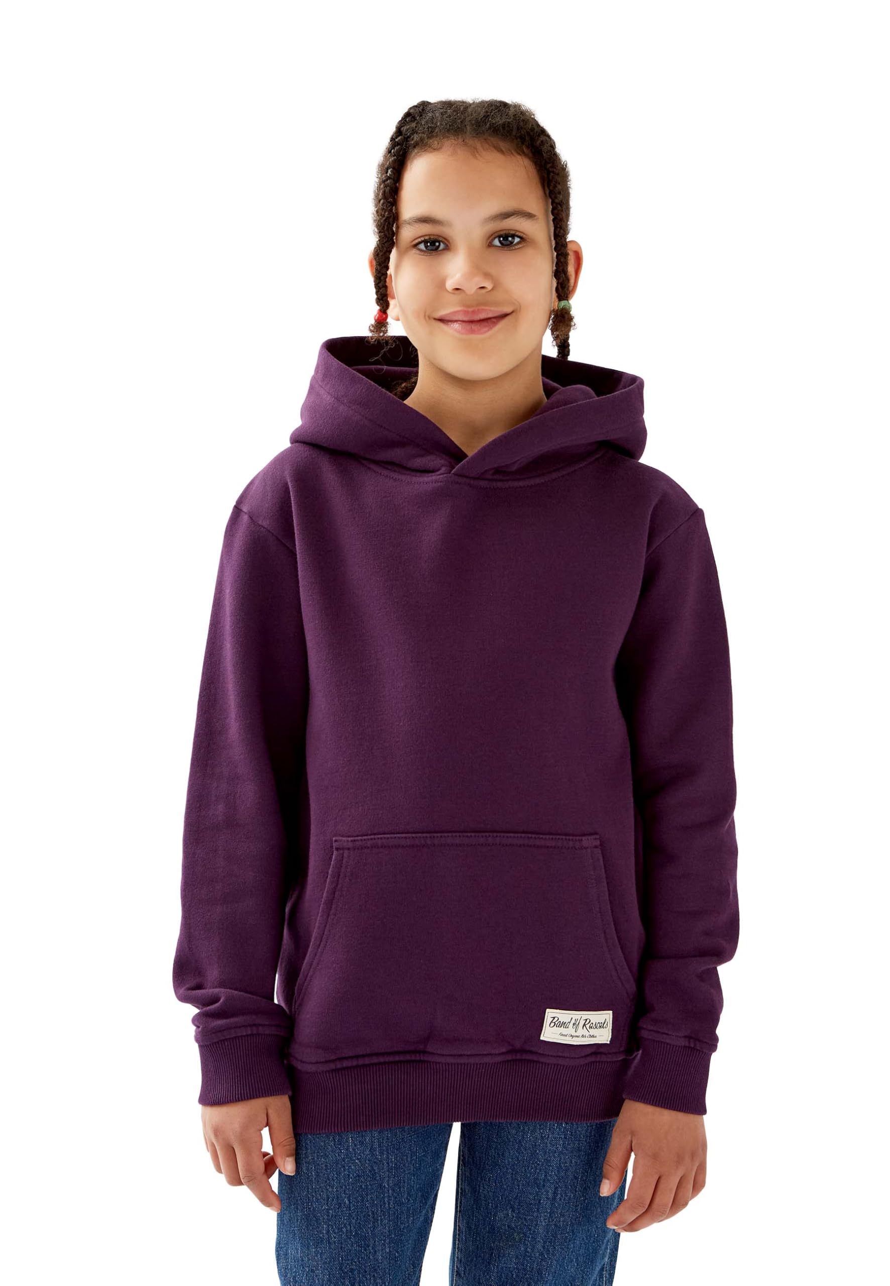 Band of Rascals Dziecięca bluza z kapturem Plain z bawełny organicznej, ciemnofioletowy, 98-104