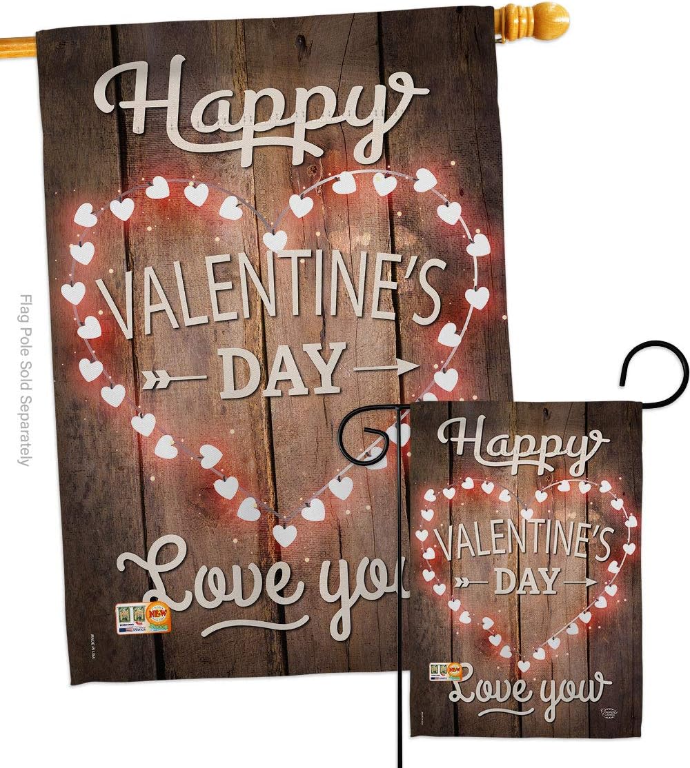 Happy Valentines Day Garden House Flags Set Springtime Valentine Heart Couple Romantic February Holiday Love Small Decorative Gift Yard Banner Double-Sided Made In USA 28 X 40