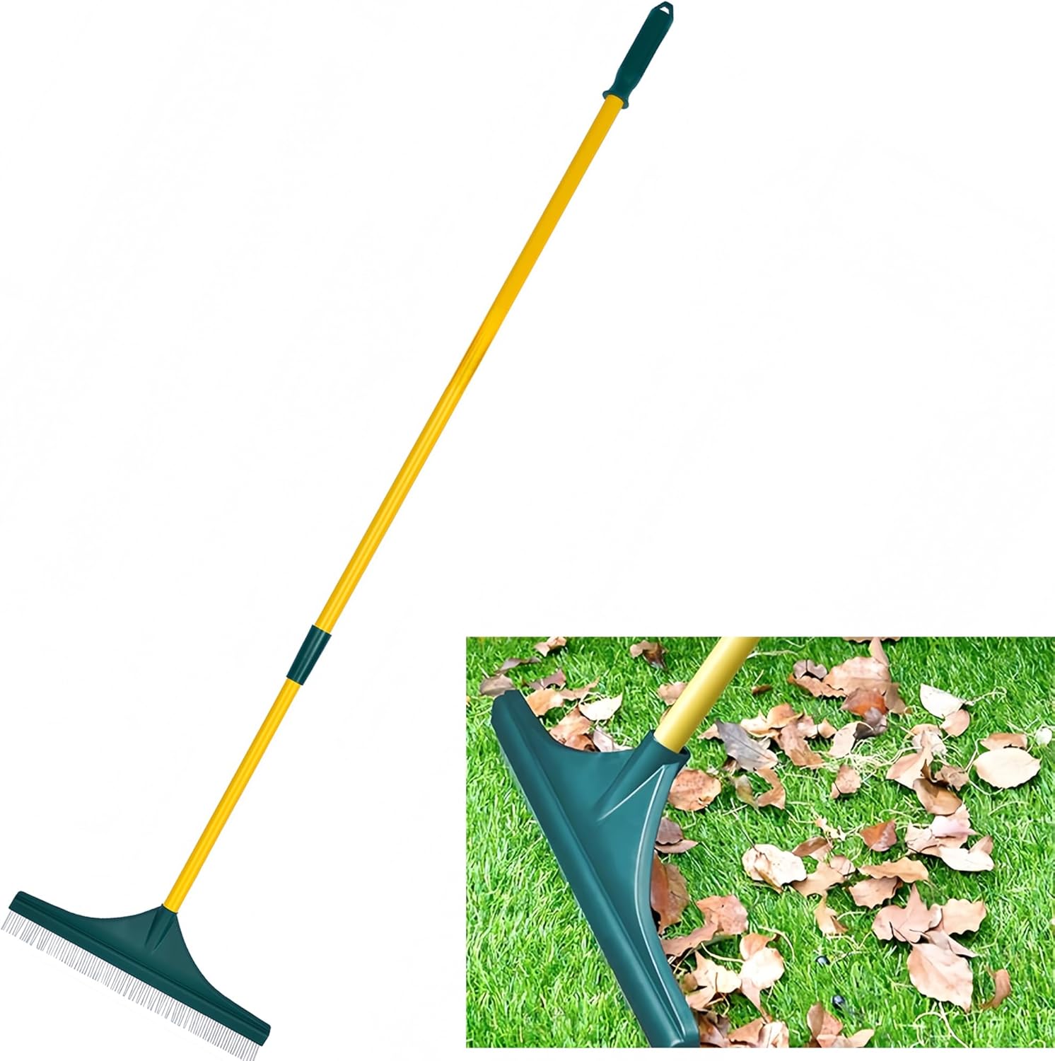 Artificial Turf Rake, Leaf Rake, Carpet Rake, - 2026 New 3-in-1 Garden Rakes with Adjustable 32 to 50 Inches Handle Steel for Artificial Fake Grass Lawn Leaf Removal, Pet Hair Removal