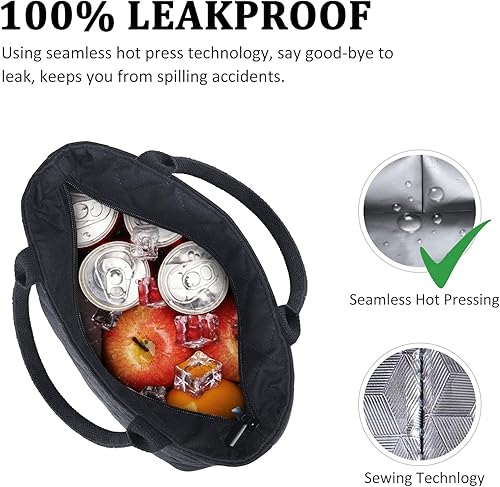 Miniatura 3 de Gloppie Bolsa de almuerzo para mujer, lonchera aislada a prueba de fugas para el trabajo, loncheras para mujer, color negro