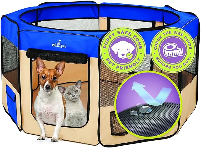 Zampa Dog Playpen Large 61"x61"x30" Pop Up Portable