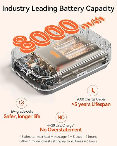 Miniatura 11 de Almohadilla térmica portátil para espalda, cinturón térmico inalámbrico con masajeador para aliviar el dolor de espalda baja, funciona con pilas,