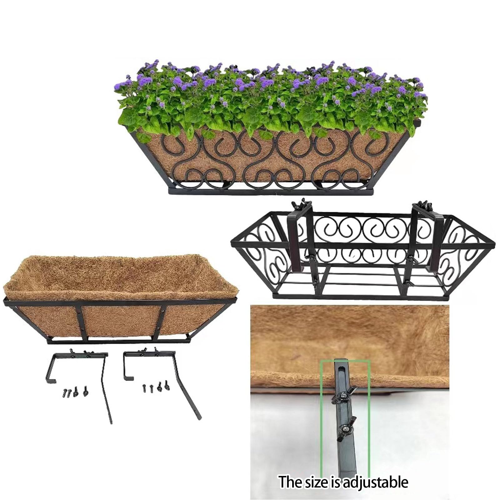 Générique Panier de jardinière Suspendu en Fer forgé européen, Pot de Fleur pour Balcon, Jardins, décoration extérieure, Panier de jardinière Respirant