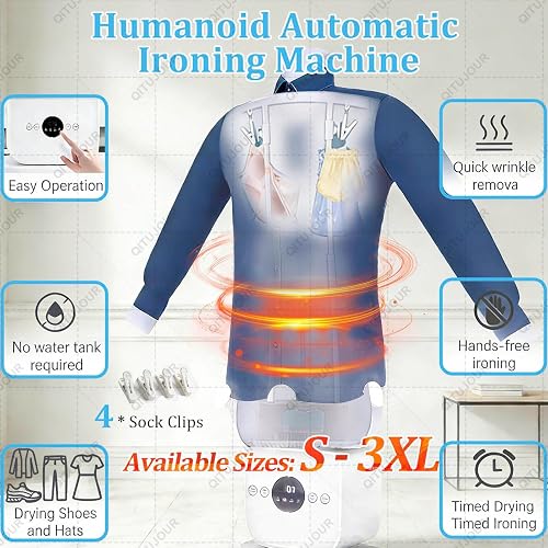 Automatic Steam Ironing Machine, Automatic Ironing Machine, 1400W Foldable Steam Iron, 109 Pores Inflatable Shirt Iron Machines for Any Fabric Type Clothing & Shoes, Gentle Airflow Technology(D) - 2
