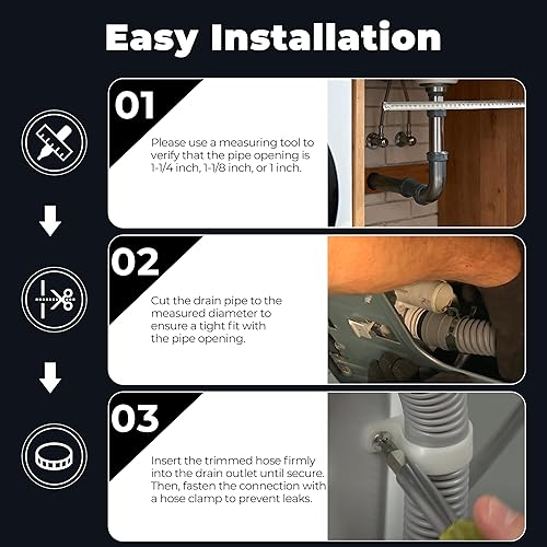 Miniatura 9 de Funmit Manguera de drenaje universal para lavadora de 8 pies, manguera de extensión flexible apta para la mayoría de lavadoras domésticas