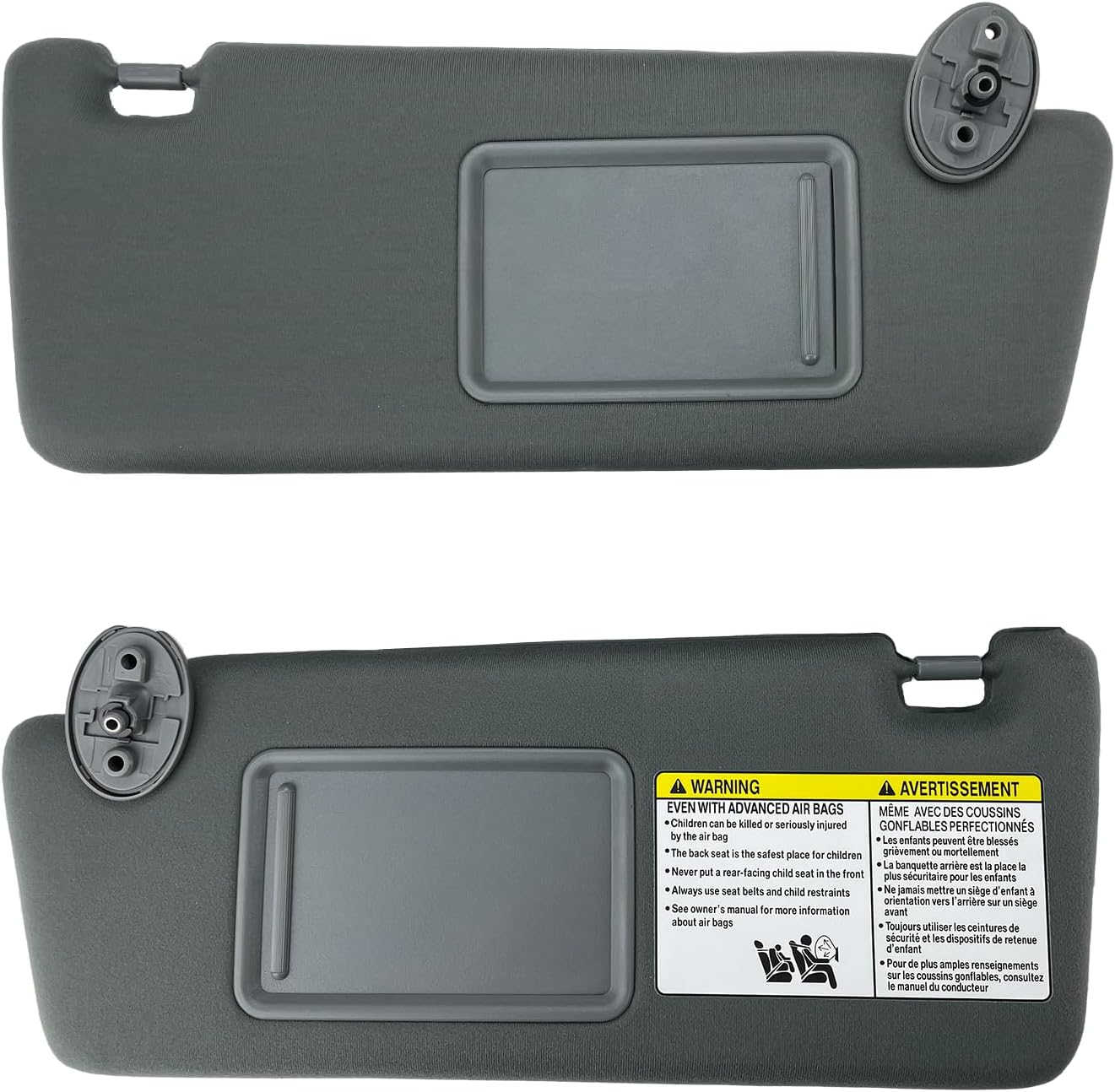 Left Driver & Right Passenger Side Sun Visor for Toyota Tacoma 05-15 Gray | 2005 2006 2007 2008 2009 2010 2011 2012 2013 2014 2015 ，OE# 74320-04181-B1 74320-04180-B1 74320-04181-B1 ，Without Light