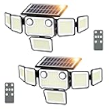 6000LM Solar Lights Outdoor Waterproof, 6 Heads Solar Flood Lights Outdoor with 2 Motion Sensor, 310 LED Motion Light with Remote Control for Yard Outside House Patio 2 Pack