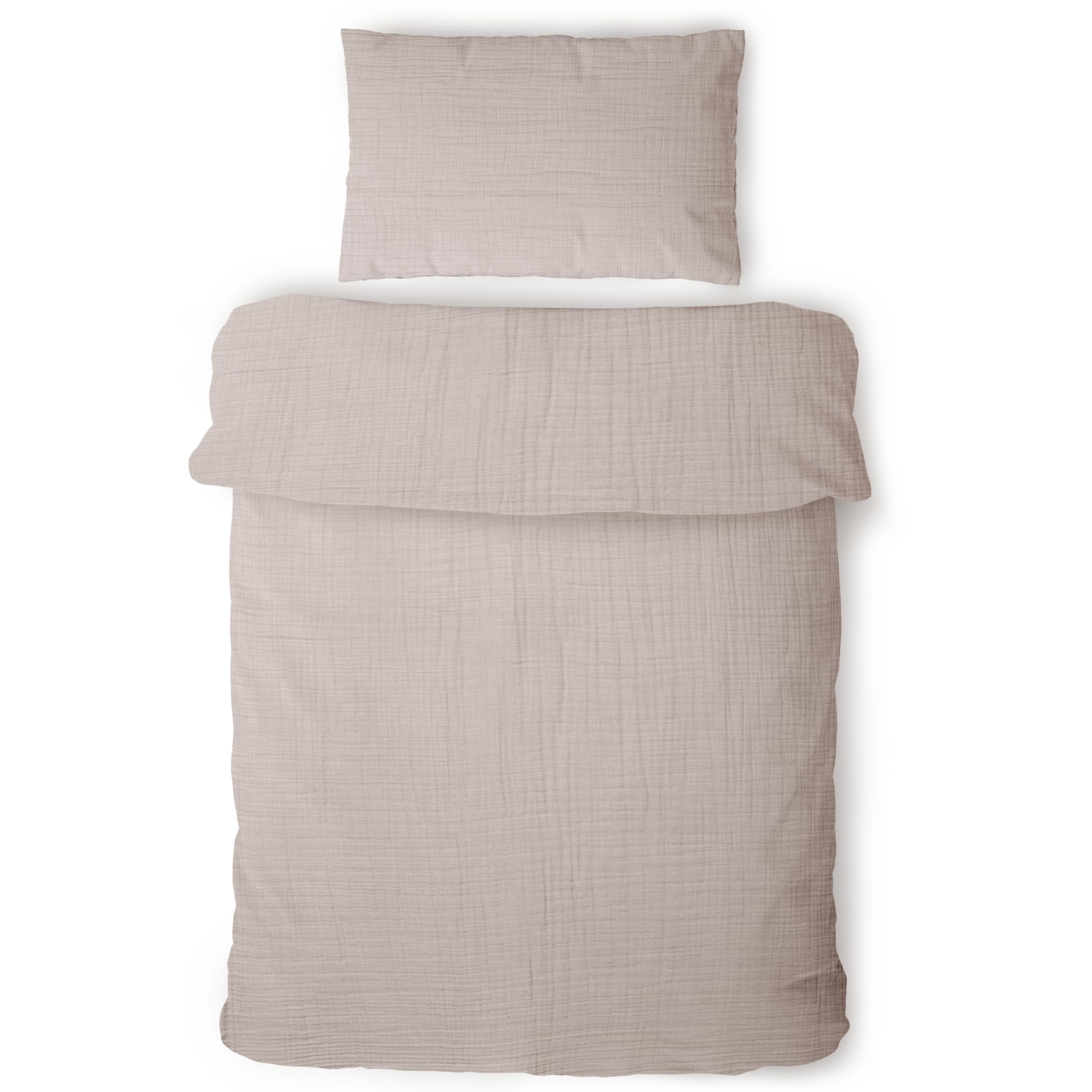 LAYNENBURG Premium Musselin Kinderbettwäsche 100x135 cm + 40x60 cm – 100% Baumwolle – Oeko-Tex Standard – 3 lagiges Musselin Bettwäsche Set für Baby, Kinder, Jungen & Mädchen (Taupe)