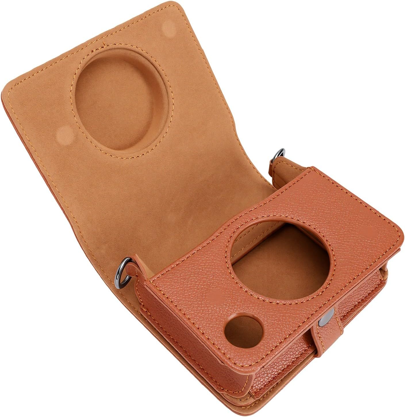 GOWENIC PU Leather Camera Case for Mini Instant Camera, Vintage Protective Bag with Adjustable Shoulder Strap, Premium Durable SkinFriendly Cover (Brown) image 4