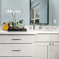 Vista 4 de Paquete de 5 tiradores de gabinete con agujero central de 5 pulgadas, manijas de gabinete en negro mate y níquel cepillado, accesorios de cocina