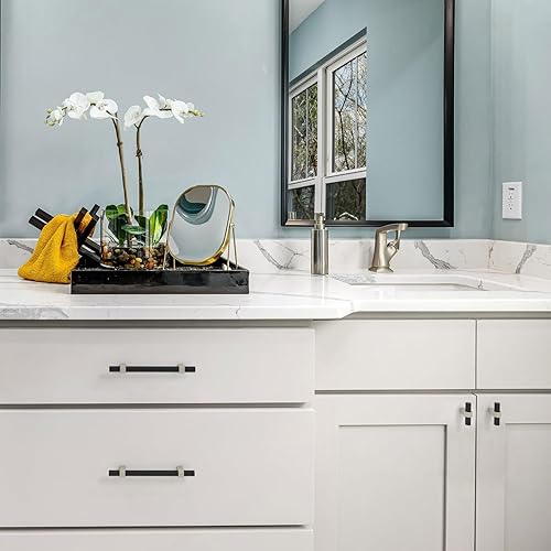 Miniatura 3 de ASKANO Paquete de 5, 5 pulgadas, barra hexagonal negra y mango de gabinete de cocina de pie cuadrado de níquel AP1310  Accesorios sólidos para