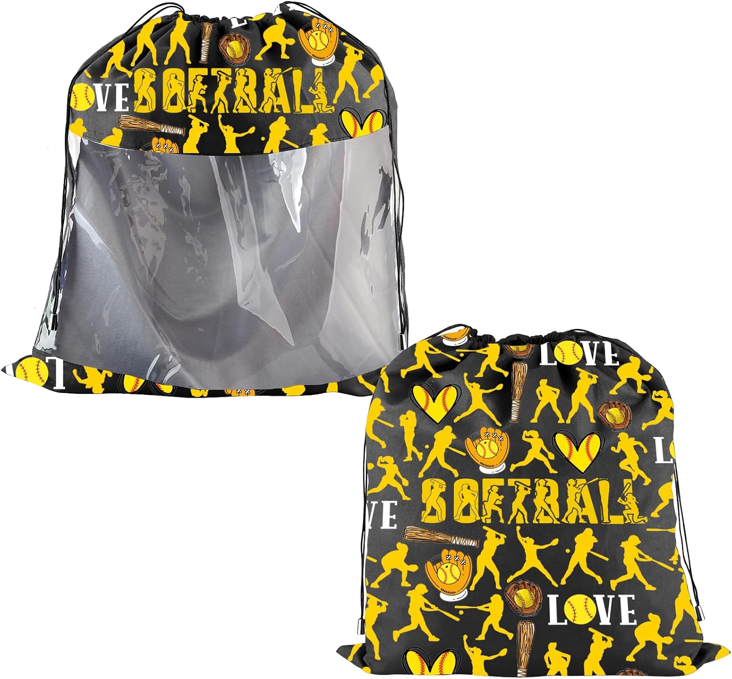 JYTAPP Softball Drawstring Bag Softball Sport Travel Drawstring Storage Pouch Dirty Clothes Travel Organizer Bag Player Gift (black)