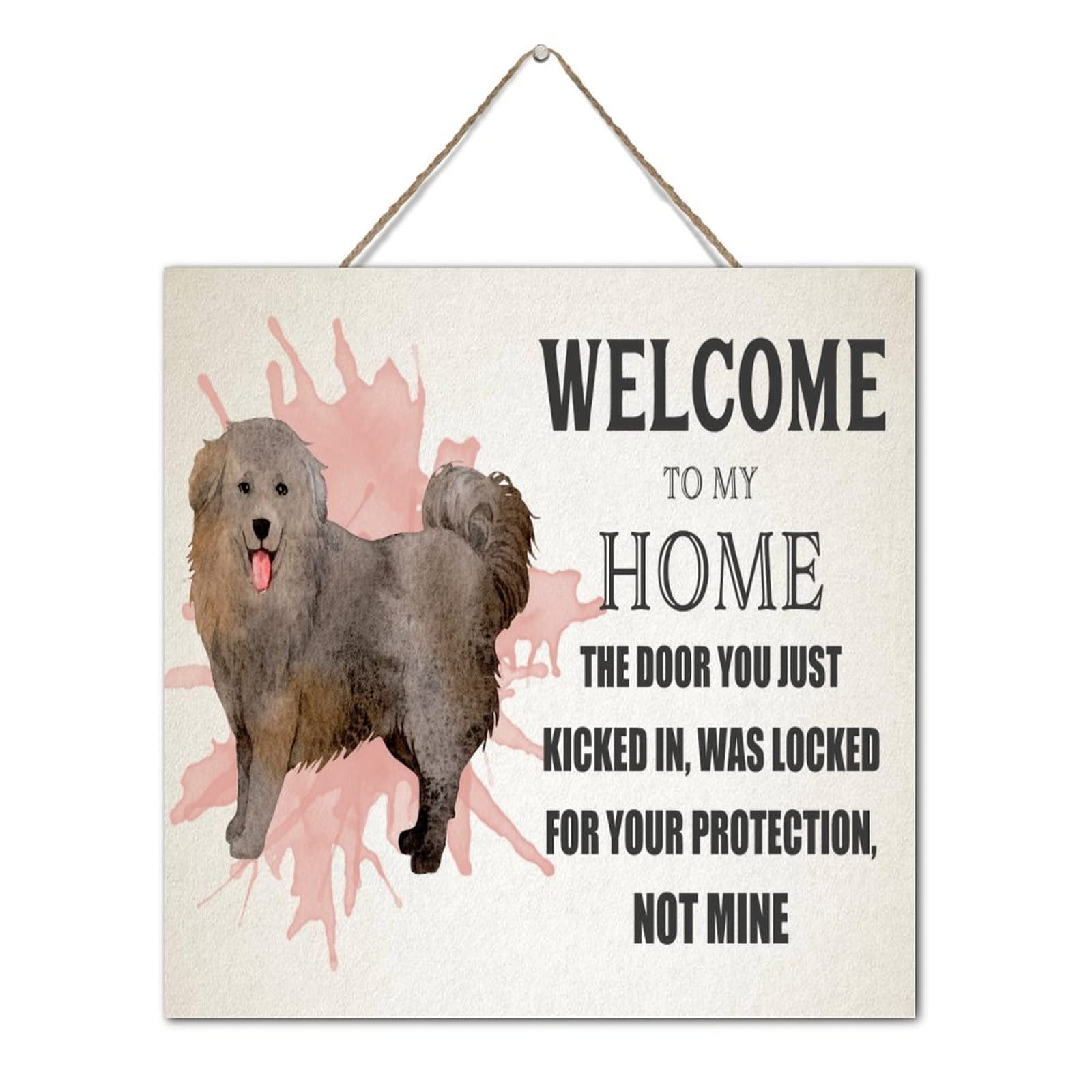 Panneau en bois Welcome To My Home déco murale rétro 30x30 cm