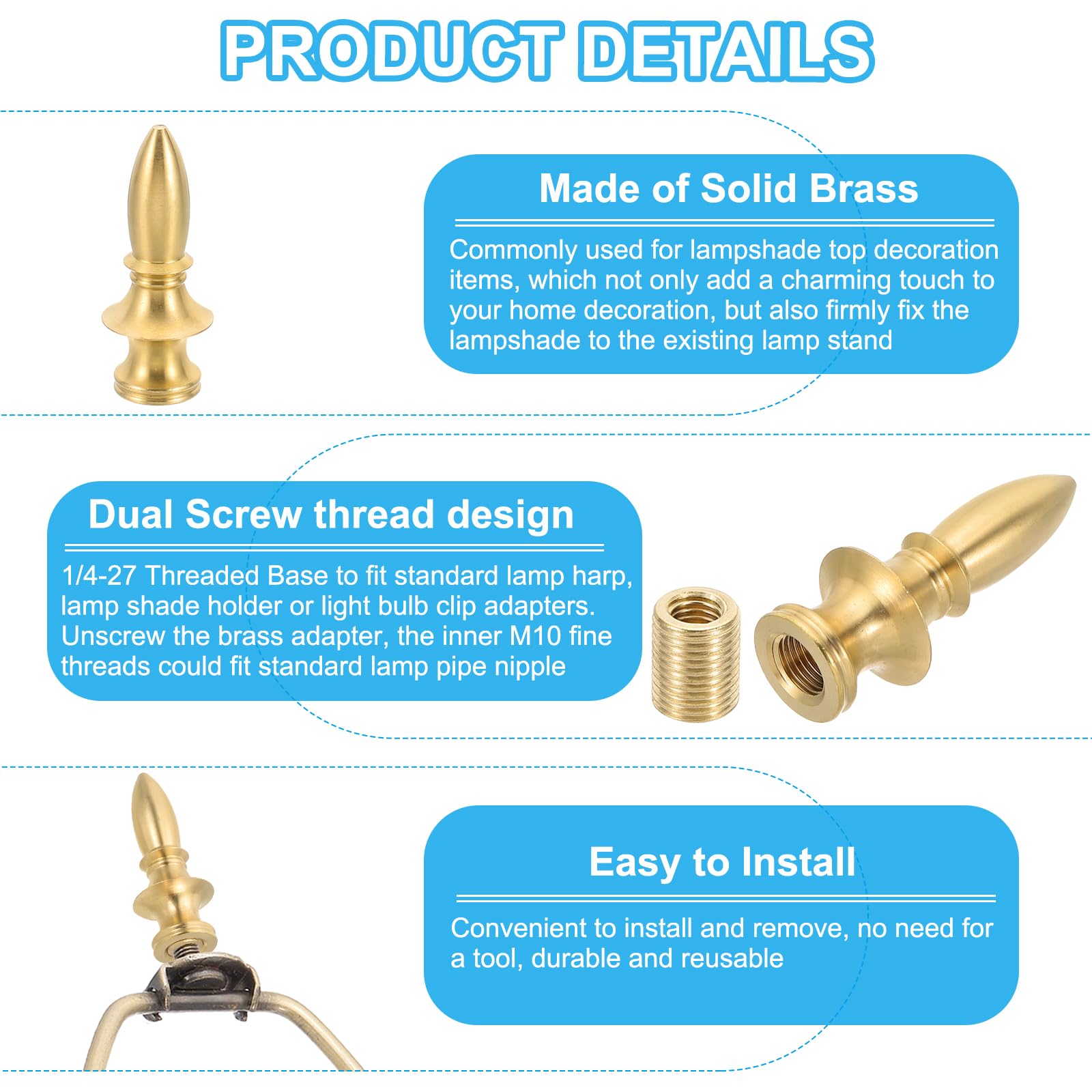 PATIKIL 22 x 54mm Lamp Finials Caps Knob - Image 4