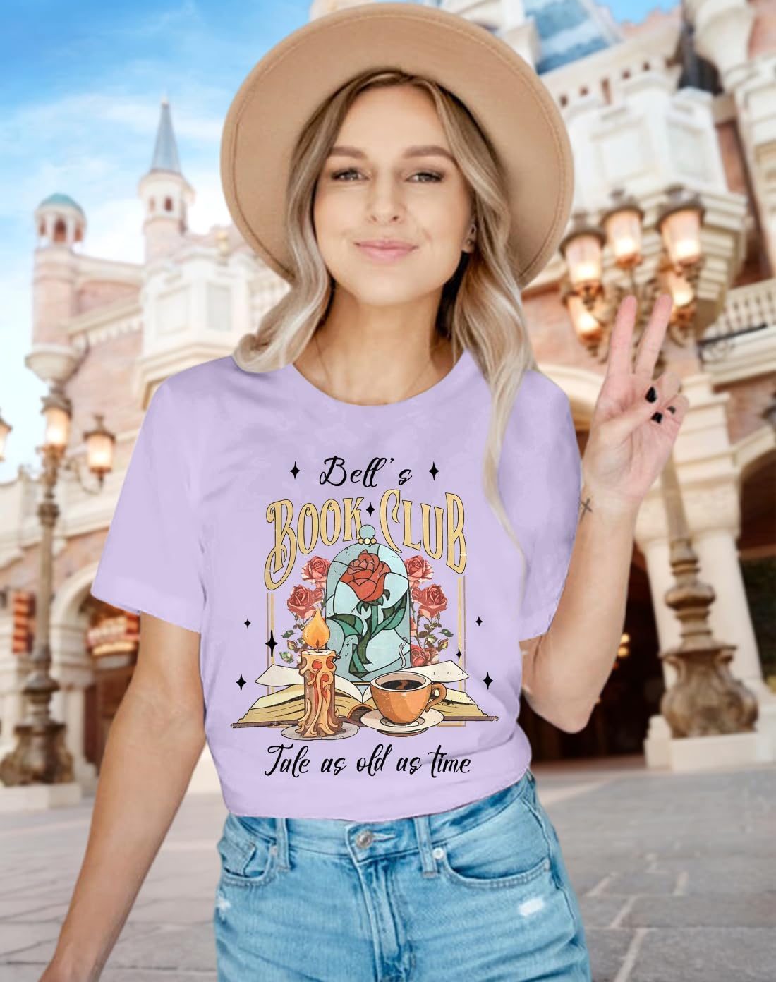 Magical Kingdom Shirt Women Princess Tee Belle Shirts Beauty T-Shirt Book Lover Tee Casual Vacation Short Sleeve Tops - Image 6