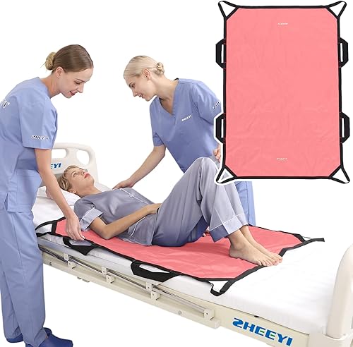 Miniatura 13 de Almohadilla de cama de posicionamiento con asas reforzadas, asistente de hoja de transferencia de pacientes de 48 x 40 pulgadas para levantamiento