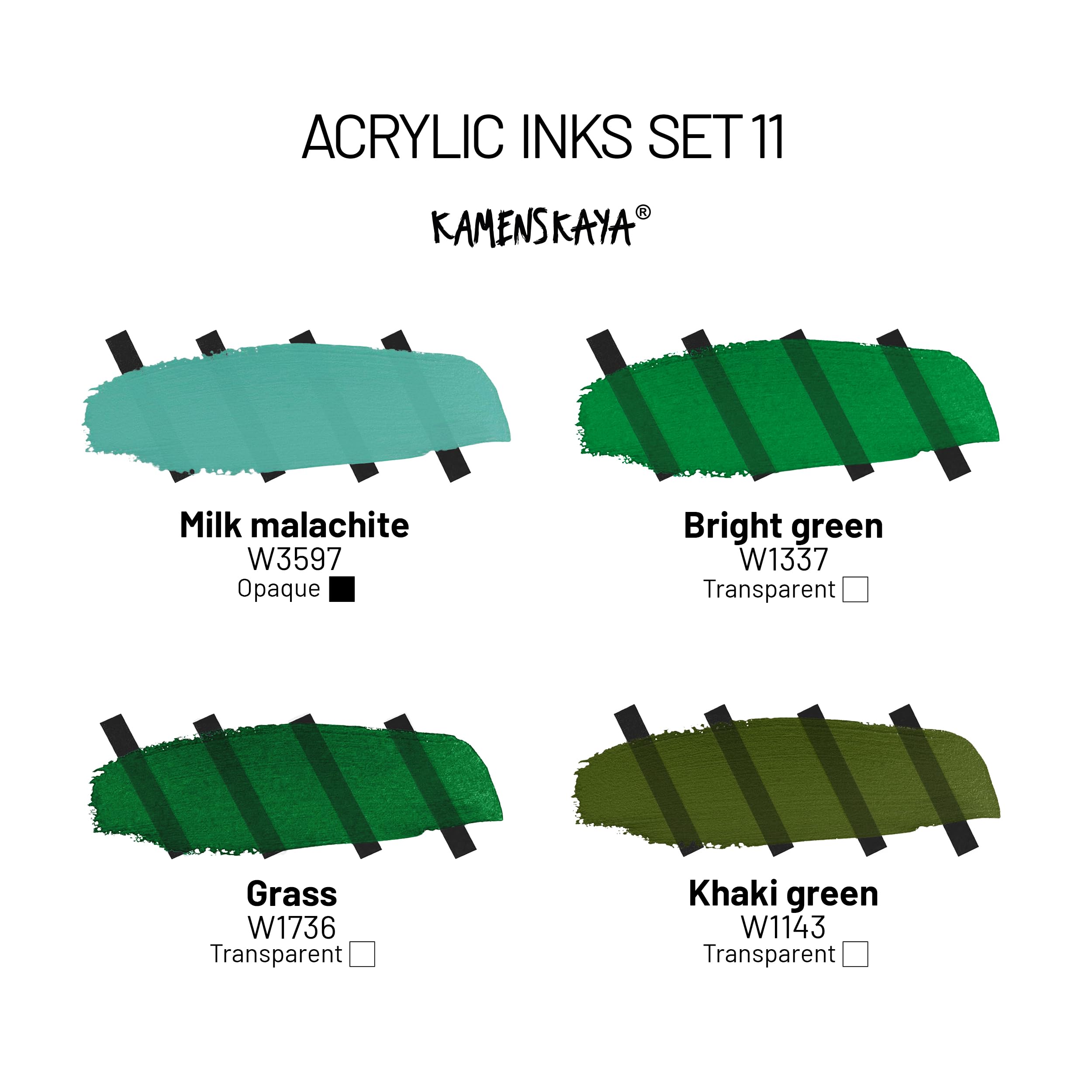 Kamenskaya Acrylic Inks for Artists - Acrylic Ink Set, Color Combination #11-4 pcs. 1 Fl Oz (30 ml) Each, 30 ml (Pack of 4) - Image 2