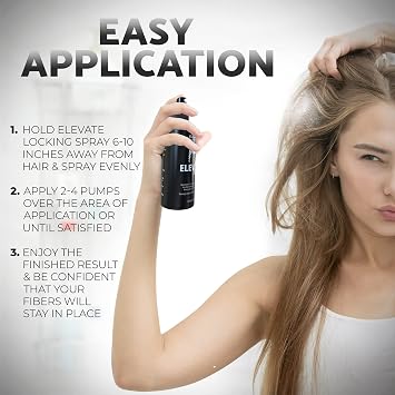 Elevate Hair Building Fibers + Locking Spray Bundle Instantly Conceal Thinning & Balding Spots in 30 Seconds Long Lasting, Natural Hair Thickening Solution for Men & Women Black