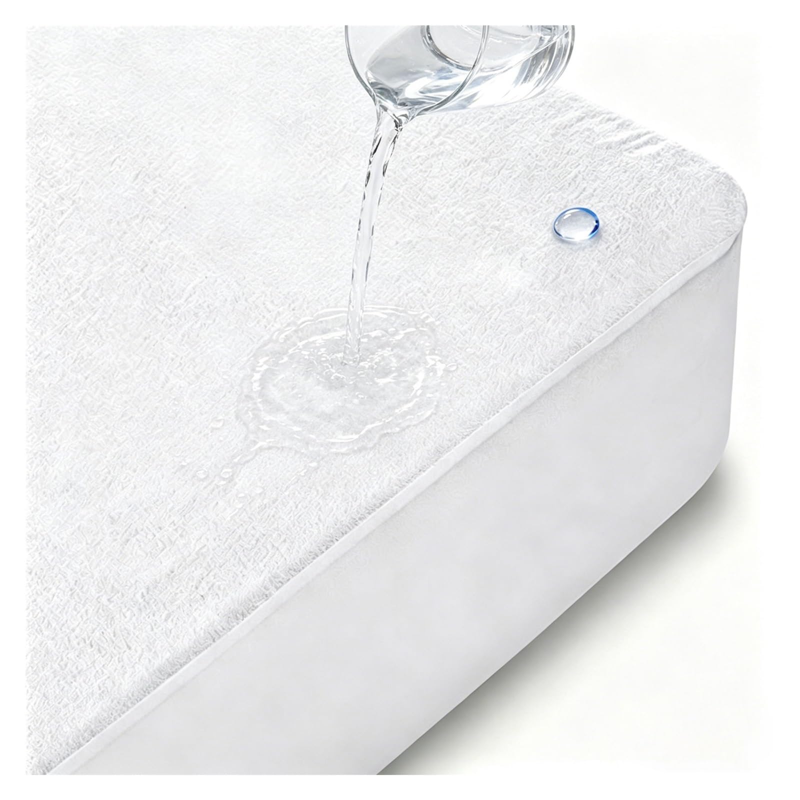 Protector De Colchón Impermeable Superficie De Rizo De Algodón Silenciosa Funda Transpirable con Bolsillo Profundo For Protección De Cama(76 * 80 * 18in)